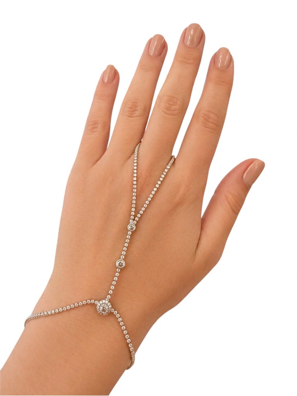 Adina Eden- Delicate silver Hand Chain Bracelet